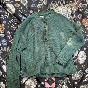 American Eagle Outfitters Teal Button-Up Sweater